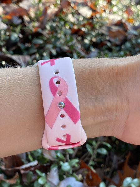 Pink Cancer Ribbon Silicone Band for Apple Watch
