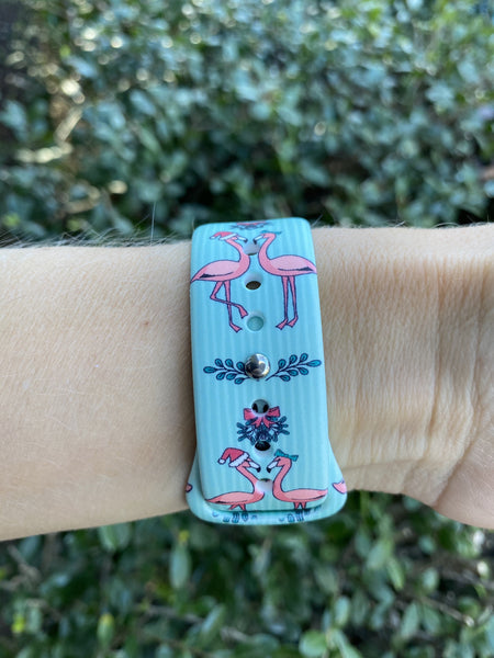 Christmas Flamingos Silicone Band for Apple Watch