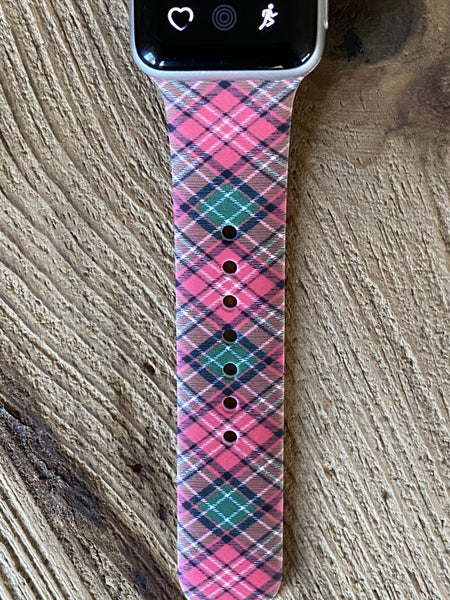 Red & Green Tartan Plaid Silicone Band for Apple Watch