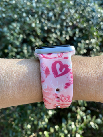 Handwritten Hearts Silicone Band for Apple Watch