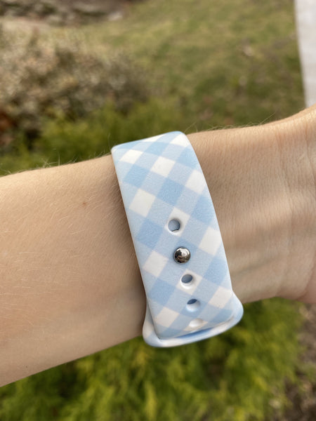 Sky Blue Diamond Plaid Silicone Band for Apple Watch