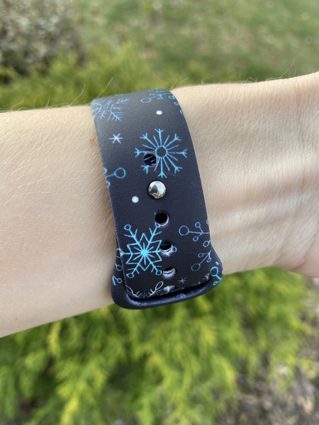 Black Snowflakes Silicone Band for Apple Watch