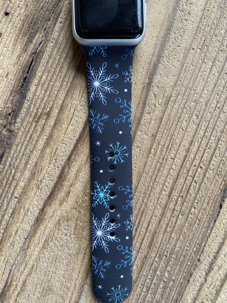 Black Snowflakes Silicone Band for Apple Watch