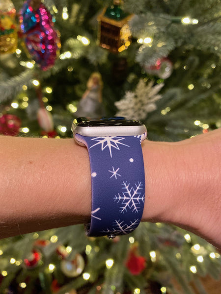 Blue Snowflakes Silicone Band for Apple Watch