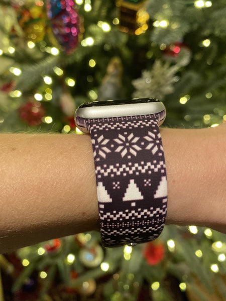 Black & White Xmas Design Silicone Band for Apple Watch