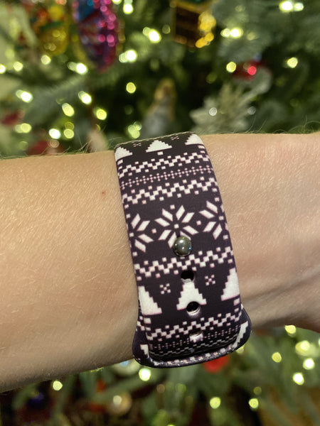 Black & White Xmas Design Silicone Band for Apple Watch