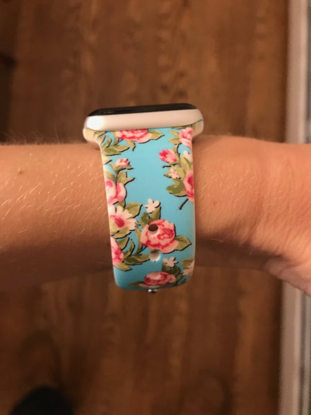 Aqua Rose Silicone Band for Apple Watch