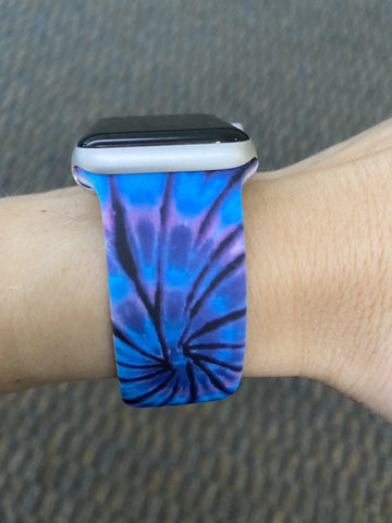 Black & Blue Tie Dye Silicone Band for Apple Watch