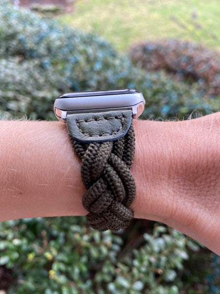 Olive Green Braided Solo Loop Band for Apple Watch